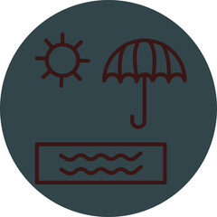 Beach Grey Red Line Circle Icon Line Circle Icon