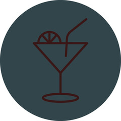 Cocktail Grey Red Line Circle Icon Line Circle Icon