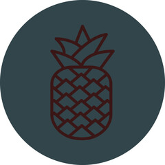 Pineapple Grey Red Line Circle Icon Line Circle Icon