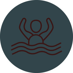 Swimming Grey Red Line Circle Icon Line Circle Icon