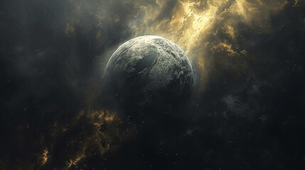 Planet Earth in space with stars and nebula. 3d rendering. AI.