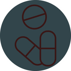 Pills Grey Red Line Circle Icon Line Circle Icon