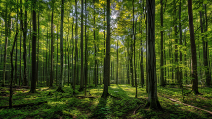 Obraz premium green forest in the morning