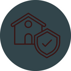 Home Insurance Grey Red Line Circle Icon Line Circle Icon