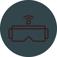 Vr Glasses Grey Red Line Circle Icon Line Circle Icon