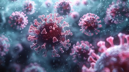 Detailed rendering of virus particles.