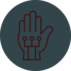 Wired Gloves Grey Red Line Circle Icon Line Circle Icon