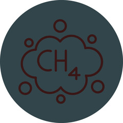 Methane Grey Red Line Circle Icon Line Circle Icon