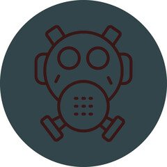 Gas Mask Grey Red Line Circle Icon Line Circle Icon
