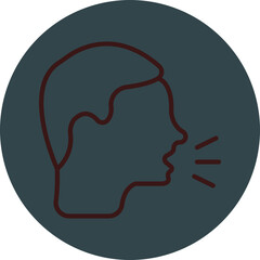 Cough Grey Red Line Circle Icon Line Circle Icon