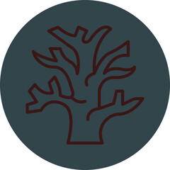 Dry Tree Grey Red Line Circle Icon Line Circle Icon