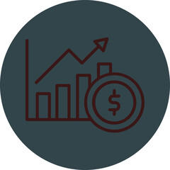 Graph Grey Red Line Circle Icon Line Circle Icon