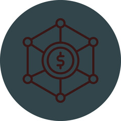 Network Grey Red Line Circle Icon Line Circle Icon