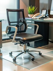 Classic charm meets modern design in this black office chair with supportive armrests and adjustable height