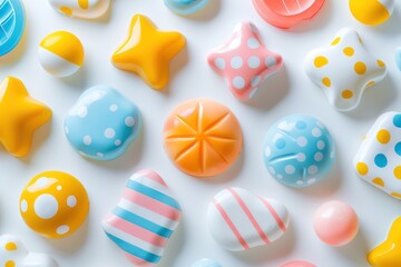 children friendly pattern with light pastel colors on a white background