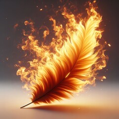 feather on fire on white