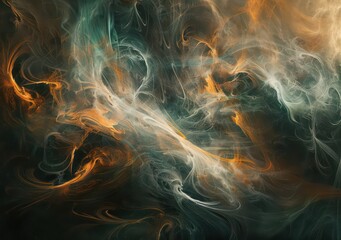 Obraz premium abstract digital art wallpaper with wavy and smoky graphic elements, spectral hues and tones within a dark theme