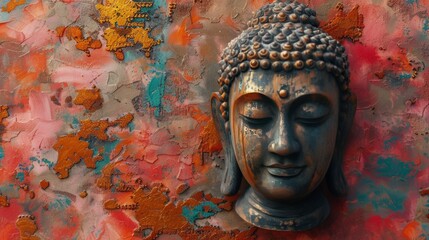 Buddha Head Painting on Wall
