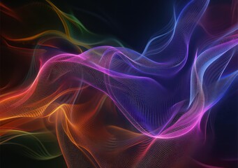 abstract digital art wallpaper with wavy and smoky graphic elements, spectral hues and tones within a dark theme