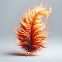 feather on fire on white
