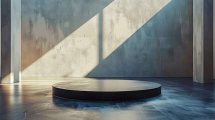 empty circular podium on a modern showroom background
