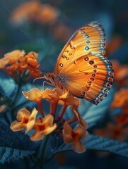 There is a butterfly that is sitting on a flower 