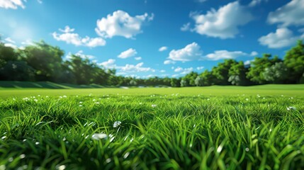 meadow lush green wallpaper, realistic and vivid
