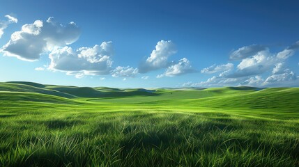 Fototapeta premium meadow lush green wallpaper, realistic and vivid 
