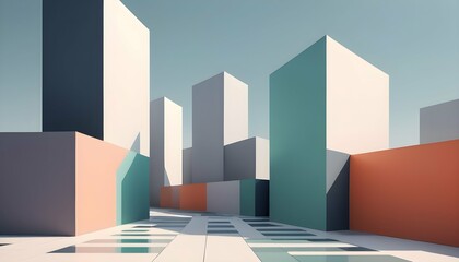 Striking Minimalist Urban Landscape With Geometri Upscaled 4