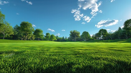 meadow lush green wallpaper, realistic and vivid
