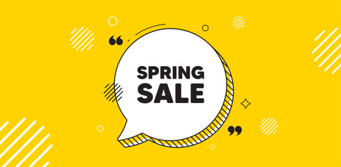 Obraz premium Spring Sale tag. Chat speech bubble banner. Special offer price sign. Advertising Discounts symbol. Spring sale chat message. Speech bubble yellow banner. Text balloon. Vector