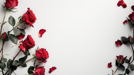 red roses wallpaper with blank space on a white background 