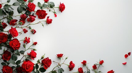 red roses wallpaper with blank space on a white background 