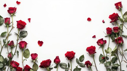 red roses wallpaper with blank space on a white background 