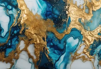 'art marble gold alcohol color blue Abstract illustration ink'