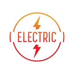 electricity word and lightning symbol inside the circle
