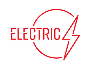 electricity word and lightning symbol