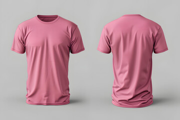 set of two somewhat wrinkled pink t-shirts, one in the front and one in the back for PNG mockup