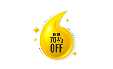 Obraz premium Offer 3d quotation banner. Up to 70 percent off sale. Discount offer price sign. Special offer symbol. Save 70 percentages. Discount tag quote message. Yellow quotation comma banner. Vector