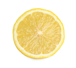Citrus fruit. Slice of fresh lemon isolated on white, above view