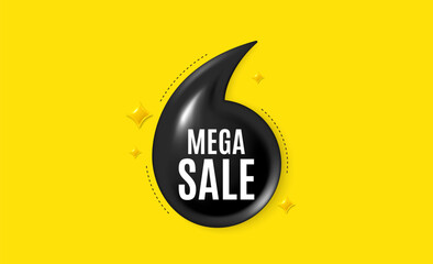 Obraz premium Offer 3d quotation banner. Mega Sale tag. Special offer price sign. Advertising Discounts symbol. Mega sale quote message. Quotation comma yellow banner. Vector