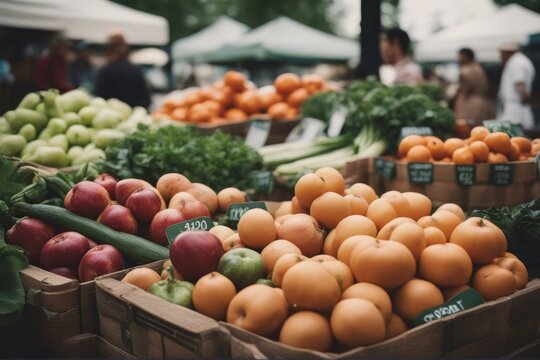 'greengrocer selling organic fresh agricultural product farmer market agriculture apple banner beetroot bell pepper broccoli cabbage carrot cheerful crate egg freshness fruit greengrocery grocer'