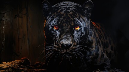 illustration a painting of a regal and powerful black panther