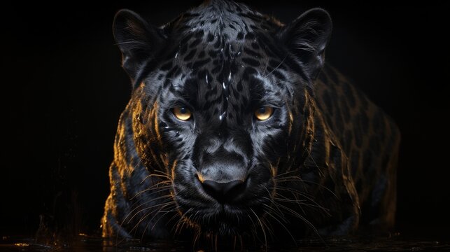 picture of a painting of a regal and powerful black panther