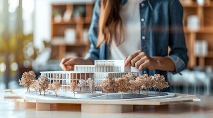 Obraz premium City and residential planning. Project development in the architect office, creative modern design