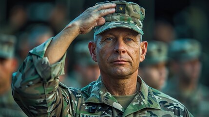 Fototapeta premium Embody the strength of a military officer, adorned in uniform, commanding respect and leading with honor.