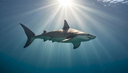 A Hammerhead Shark With Sunlight Filtering Through Upscaled 4