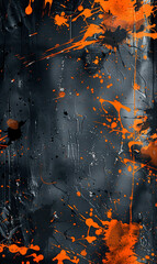 Abstract grungy dark grey with orange splash texture or wallpaper,