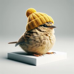 little chicken  in a knitted hat