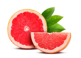 Pieces of fresh ripe grapefruit isolated on white